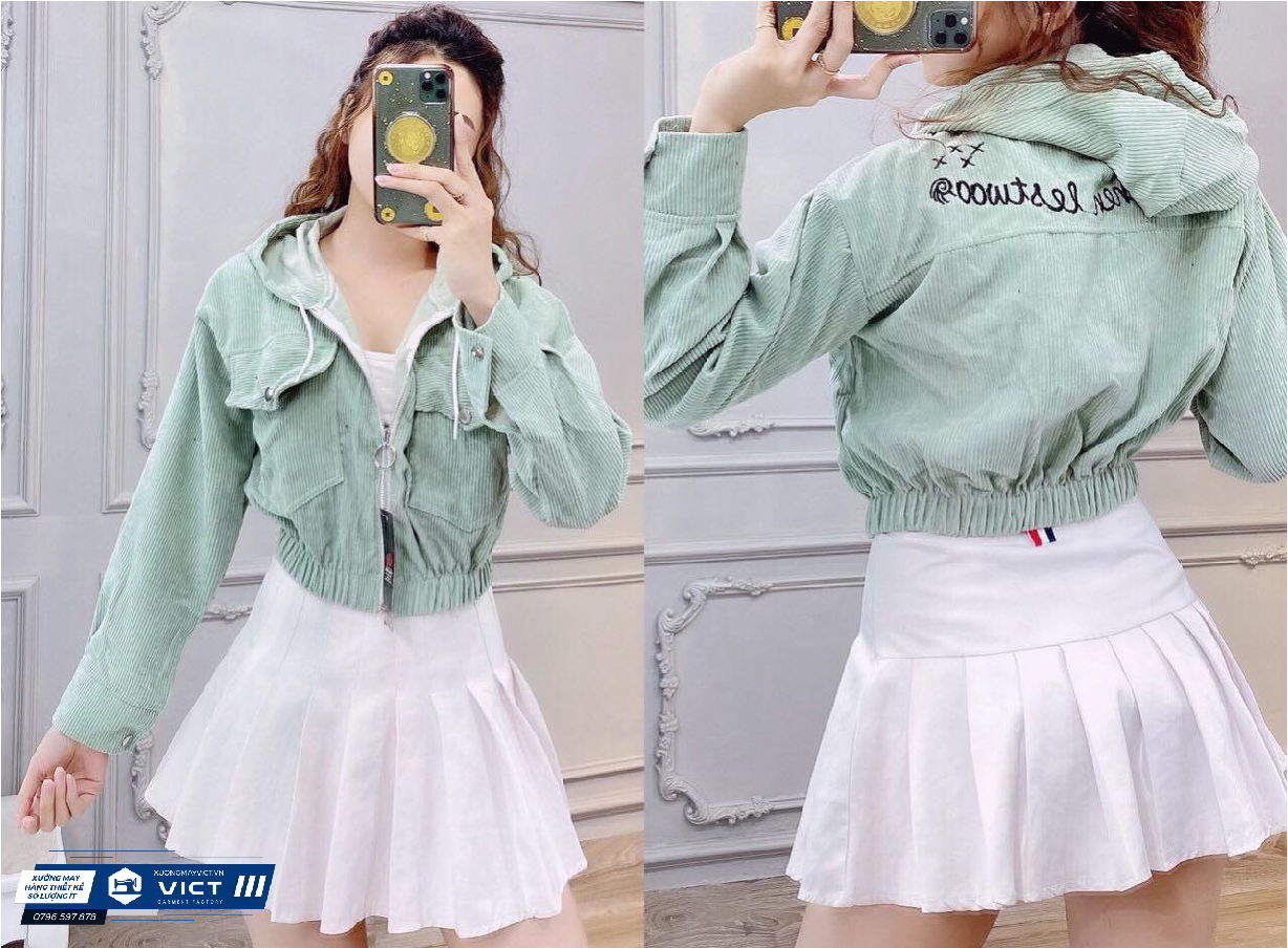 Dáng người cao gầy thì nên lựa chọn mẫu áo khoác thon gọn, chẳng hạn mẫu áo khoác croptop